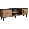 Image de Mirjan24 Meuble TV Lotta II 160 2D2K style scandinave - Meuble TV bas - Meuble TV (chêne Wotan + noir)