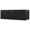 Image de Mirjan24 Meuble TV Lowboard Horizontal Kirtan Slim Valdi Meuble TV Meuble TV avec portes à gaz et portes coulissantes (modèle 100, noir/noir + poignées dorées)