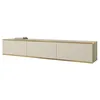 Image de Mirjan24 Orenate 175 - Meuble TV bas - Système d'ouverture sans poignée - 3 volets / porte - Buffet TV - Meuble bas - Meuble TV (beige/beige + doré)