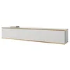 Image de Mirjan24 Orenate Meuble TV bas en MDF 175 - Système d'ouverture sans poignée - 3 clapets / porte - Buffet TV - Meuble bas - Meuble TV (blanc/blanc + doré)