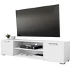 Image de Mirjan24 Gimren Meuble TV bas 2D avec 2 portes et 2 compartiments de rangement, résistant aux rayures, meuble TV, buffet, meuble TV, banc TV (blanc)