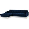 Image de Cosmopolitan Design - Canapé d'angle Gauche Velours Bali bleu roi - 293x185x78cm OS