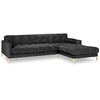 Image de Cosmopolitan Design - Canapé d'angle Droit Velours Bali gris foncé - 293x185x78cm OS