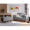 Image de Mazzini Sofas - Pouf velours Hebe 1 place Gris - 86x60x43 cm OS