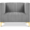 Image de Kooko Home - Fauteuil Velours Tutti gris clair - 90x85x74 cm OS