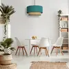 Image de Duolla Suspension Boho, bleu pétrole/bois, Ø 45 cm, tissu/rotin