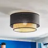 Image de Duolla Plafonnier Boho, noir/bois, Ø 45 cm, tissu/rotin