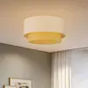 Image de Duolla Plafonnier Boho, crème/bois, Ø 45 cm, tissu/rotin
