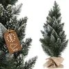 Image de KADAX Petit sapin de Noël artificiel de 60 cm, arbre décoratif, pin enneigé, en plastique PVC, arbre de Noël, avec support et sac en jute (Anna 60 cm)