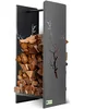 Image de KADAX Range Buche, Etagere Interieure pour Buches de Cheminee, Rangement Elegant et Pratique pour Organiser vos Bois de Chauffage (Noir, 35 x 30 x 90 cm)