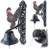 Image de KADAX Cloche de Porte en Fonte Avec Cordon - Style Rustique, Décorative, Murale pour Extérieur (Multicolore)