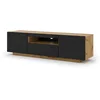 Image de Aura - Armoire basse Hi-Fi pour TV - 150 cm - Universelle - À suspendre ou à poser - Sans LED - Chêne artisanale et noir mat