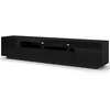 Image de BIM Furniture Aura Meuble TV bas 200 cm à suspendre ou à poser debout - Universel - Meuble TV - Buffet Hi-Fi - À suspendre (noir sans éclairage)