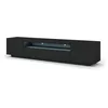 Image de BIM Furniture Aura Meuble TV bas universel 200 cm à suspendre ou à poser sous meuble TV - Buffet hi-fi - Noir avec éclairage LED bleu