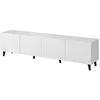 Image de BIM Furniture Buffet TV PAFOS 200 cm avec façade fraisée en panneau MDF de haute qualité Meuble TV Commode Hi-Fi Table TV Pieds scandinave Blanc