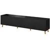 Image de BIM Furniture Buffet TV PAFOS 200 cm avec façade fraisée en panneau MDF de haute qualité Meuble TV Commode Hi-Fi Table TV Pieds scandinaves (Noir)