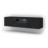 Image de BIM Furniture Aura Meuble TV bas à suspendre ou debout universel avec LED Noir mat 150 x 37 x 42 cm