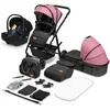 Image de LIONELO Amber 3 in 1 poussette multifonctionnellle, landau, ensemble poussette avec siège sport et nacelle fixe, sac, moustiquaire, couvrir, feuille de pluie mit siege auto (Pink)