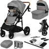 Image de LIONELO MARI TOUR 2en1 Poussette Canne Bébé jusqu'à 22 kg Nacelle Siège-auto Réglage du Dossier Pliable Ceintures à 5 points, Roues Tout Terrain 360° Poussettes Combinées