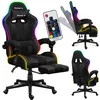 Image de huzaro Force 4.7 | Chaise de Gaming | Éclairage LED | Ergonomique | Charge Max 140 kg | Double Inclinaison | Accoudoirs | Coussin Lombaire | Repose-Pieds | Maille RVB | Couleur Noir