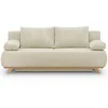 Image de HOMIFAB Canapé Convertible 3 Places Laria Velours Côtelé Beige 191x95x83 cm Coffre Rangement