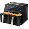 Image de Berdsen Friteuse à air chaud double - XXL - 1700 W - 8 l - Double chambre - Sans graisse - Sans huile - Noir