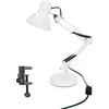 Image de EDO Lampe de Bureau Enfant - Lampe Pince - Lampe de Chevet Blanc avec Bras Pivotant Réglable pour le Bureau et Salon de Manucure - Lampe de Lecture Rétro PIXI avec Douille E27 Sans Ampoule