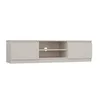 Image de CDF Meuble TV Moderne Banc TV de Salon Support Multimédia avec Rangement et Passage de Câbles Design Épuré sans Poignées pour Salon Chambre Bureau 140 x 40 x 36 cm - Cachemire (Beige)