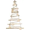 Image de BOGATECO Sapin de Noël fait à la main de 95 cm de haut avec décorations, en bois de noisetier, pendentif décoratif, avec lumières LED de 200 cm, plaques de bois reliées à une corde en jute d'une