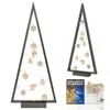 Image de BOGATECO Sapin de Noël en bois avec éclairage LED - 104 cm de haut - Décoration en bois incluse - Décorations de Noël - 30 LED