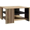 Image de Table basse CARDIGAN - Décor chêne artisan et noir - L80 x P80 x H45 cm - Poignées en métal noir