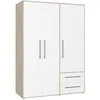 Image de Forte Jupiter Armoire 140 150 à 3 Portes avec 2 tiroirs et étagères, décor Bois : chêne Sonoma, 145 cm de Large x 59 cm de Profondeur x 200 cm de Haut