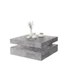 Image de Table basse carrée pivotante - Panneau de particules - Décor béton gris clair - Classique - L 78 x P 78 x H 354 cm - COFFEE