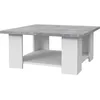 Image de Table basse PILVI - Blanc et béton clair - Contemporain - L 67 x P 67 x H 31 cm