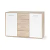 Image de Buffet bas PILVI - 2 portes et 4 tiroirs - Blanc et chêne sonoma - L 1226 x P 342 x H 811 cm