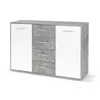 Image de Buffet bas PILVI - 2 portes et 4 tiroirs - Blanc et béton clair - L 1226 x P 342 x H 811 cm