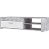 Image de Meuble TV PILVI - Blanc et béton clair - Contemporain - L 120 x P 421 x H 318 cm