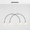 Image de ALDEX Suspension Alison, noir/blanc, à 4 lampes, forme arquée, 129 cm
