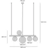 Image de ALDEX Suspension Garda 5, anneau, métal, verre, à 5 lampes, noir