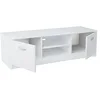 Image de MATKAM Commode TV 2DC H36xL120xP41cm, Plateau de Meuble laminé 16 mm, Deux étagères avec Portes à Gauche et à Droite, au Milieu Une étagère, charnières métalliques, poignées satinées (Blanc)