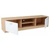 Image de MATKAM Meuble TV 2DC H 36 x L 160 x P 41 cm, TV Lowboard, élément TV, Table TV, Plateau de Meuble stratifié 16 mm (chêne Sonoma - façade en Blanc)