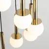 Image de SIGMA Suspension Daisy, à 5 lampes, dorée/blanche/noire, verre