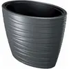 Image de Pot ovale avec réservoir 56L Maze en plastique de couleur anthracite 58,5 (longueur) x 38,5 (largeur) x 42,3 (hauteur) cm