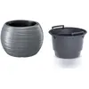 Image de Pot rond en plastique Maze avec réservoir 25L en couleur gris pierre 39,6 (L) x 39,6 (l) x 26 (H) cm