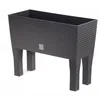 Image de PROSPERPLAST Jardinière surélevée ocre foncé en polyrotin 3 compartiments 60x25x46 cm Bac à fleurs sur pieds 30 L