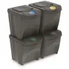 Image de Lot de 4 poubelles de recyclage en plastique 100L Prosperplast Sortibox Sortibox en couleur grise