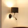 Image de Duolla Applique murale Roller, cordon gris foncé, noir, avec lampe de lecture