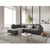 Image de Mazzini Sofas - Canapé d'angle droit velours Venus 5 places Gris Clair - 254x185x90 cm OS