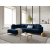 Image de Mazzini Sofas - Canapé d'angle gauche velours Venus 5 places Bleu Roi - 254x185x90 OS