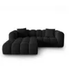 Image de Windsor & Co - Canapé d'angle gauche en Velours Halley 3 places noir - 228x175x70 cm OS